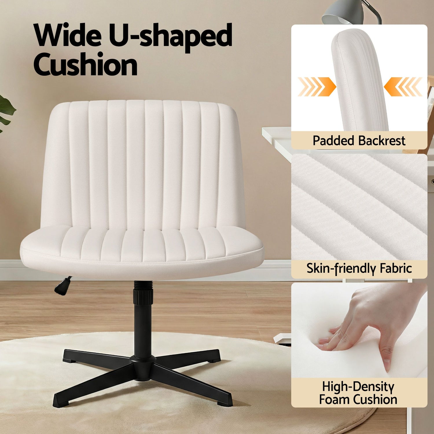 Artiss Office Desk &amp; Chair Set 140cm Computer Desk with Rotatable Bookshelf &amp; Criss Cross Office Chair Armless Swivel Chair, Home Office Study Workstation Furniture