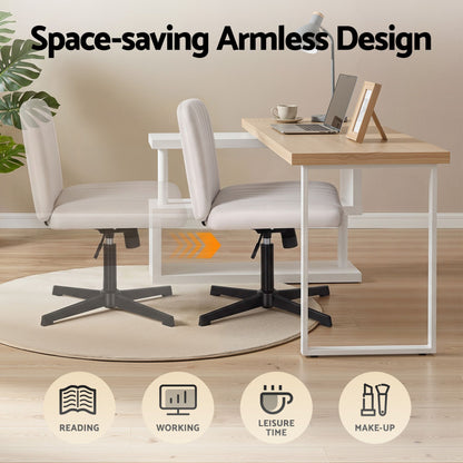 Artiss Office Desk &amp; Chair Set 140cm Computer Desk with Rotatable Bookshelf &amp; Criss Cross Office Chair Armless Swivel Chair, Home Office Study Workstation Furniture