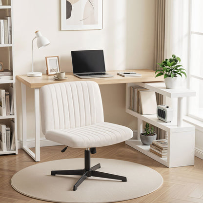 Artiss Office Desk &amp; Chair Set 140cm Computer Desk with Rotatable Bookshelf &amp; Criss Cross Office Chair Armless Swivel Chair, Home Office Study Workstation Furniture