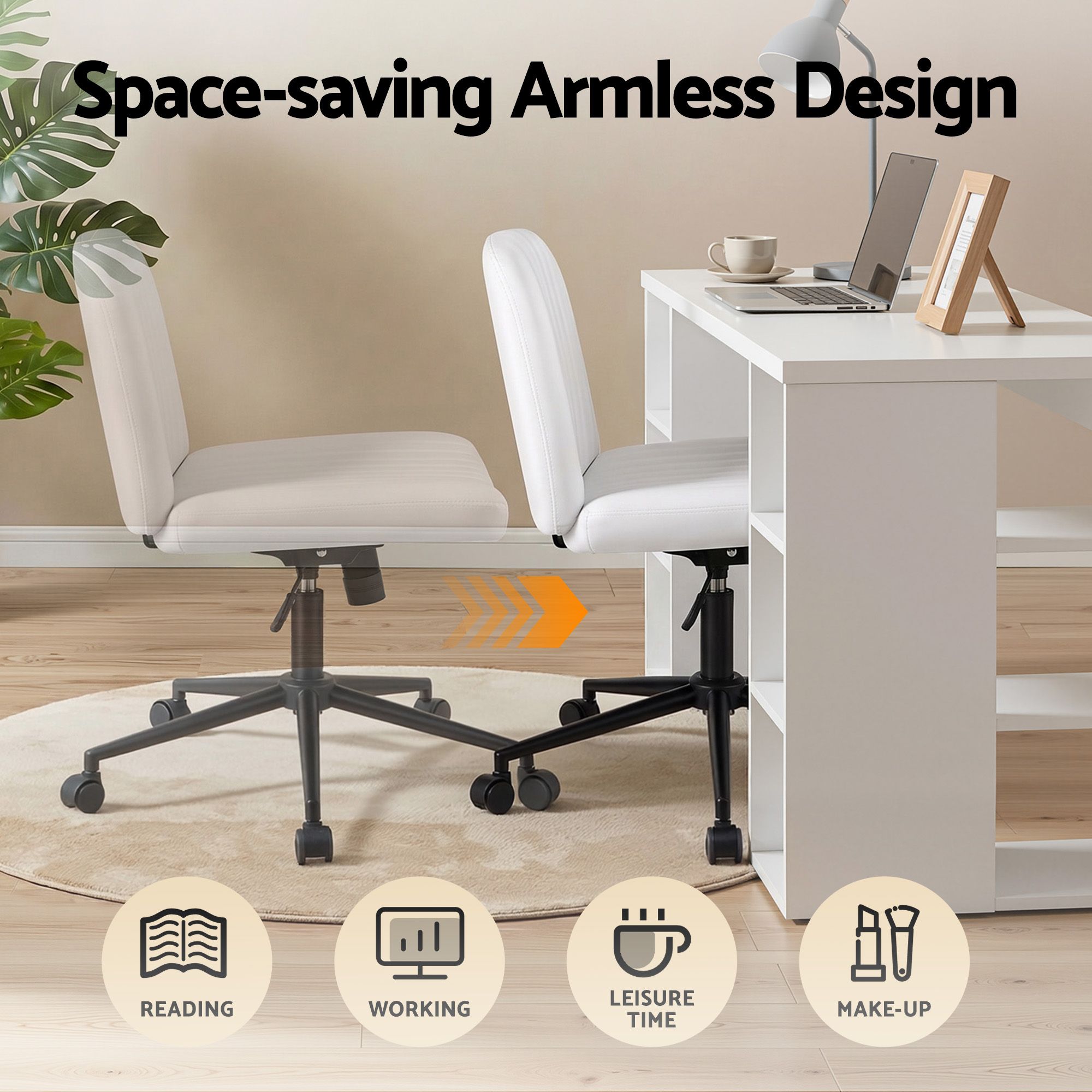 Artiss Office Desk &amp; Chair Set 150cm Computer Desk with 6 Storage Shelves &amp; Ergonomic Cross Legged Chair Armless Cross PU Leather Office Chair with Wheels