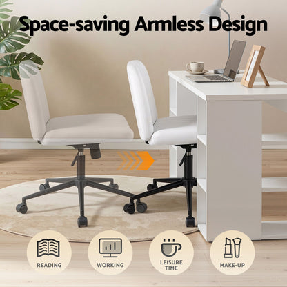 Artiss Office Desk &amp; Chair Set 150cm Computer Desk with 6 Storage Shelves &amp; Ergonomic Cross Legged Chair Armless Cross PU Leather Office Chair with Wheels