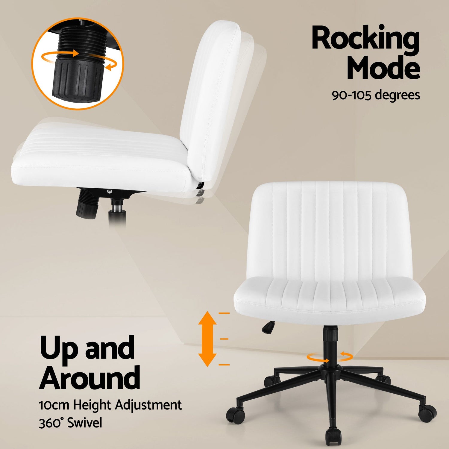 Artiss Office Desk &amp; Chair Set 150cm Computer Desk with 6 Storage Shelves &amp; Ergonomic Cross Legged Chair Armless Cross PU Leather Office Chair with Wheels