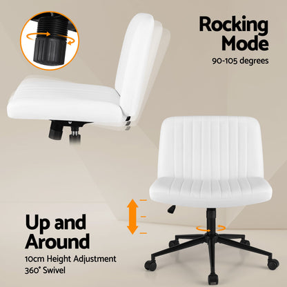 Artiss Office Desk &amp; Chair Set 150cm Computer Desk with 6 Storage Shelves &amp; Ergonomic Cross Legged Chair Armless Cross PU Leather Office Chair with Wheels