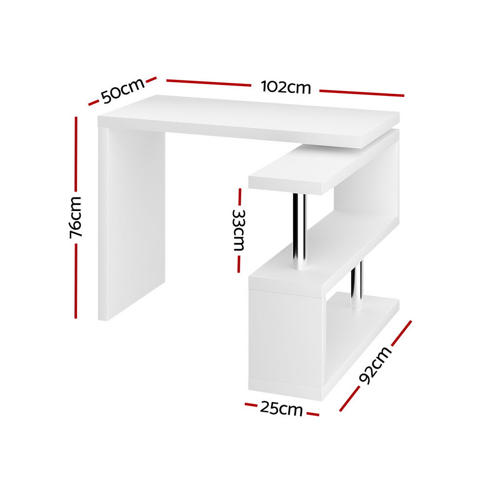 Artiss Computer Desk L-Shape Bookshelf White-Furniture &gt; Office-PEROZ Accessories