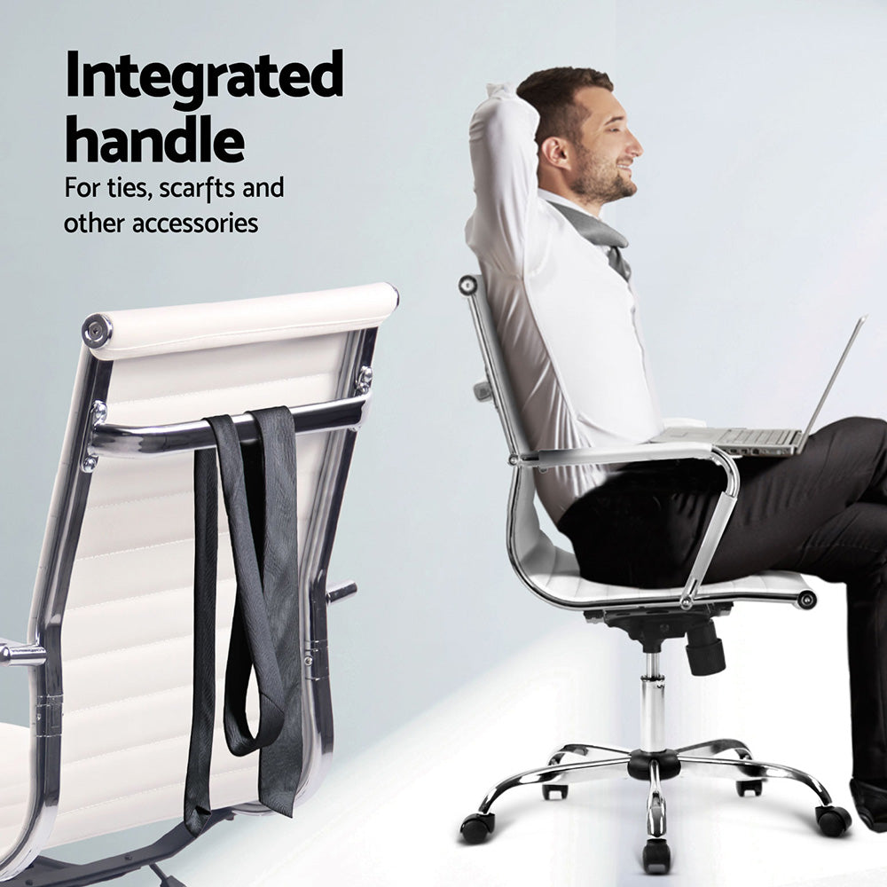 Artiss Computer Desk Office Chair Set PU Leather Wall Mount Foldable Table White-Furniture &gt; Office &gt; Desks-PEROZ Accessories