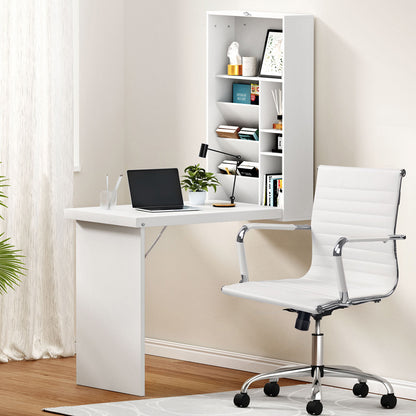 Artiss Computer Desk Office Chair Set PU Leather Wall Mount Foldable Table White-Furniture &gt; Office &gt; Desks-PEROZ Accessories