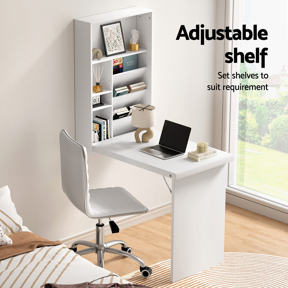 Artiss Computer Desk Office Chair Set PU Leather Wall Mount Foldable Table White-Furniture &gt; Office &gt; Desks-PEROZ Accessories