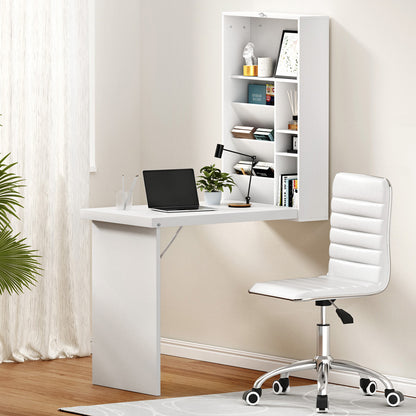 Artiss Computer Desk Office Chair Set PU Leather Wall Mount Foldable Table White-Furniture &gt; Office &gt; Desks-PEROZ Accessories