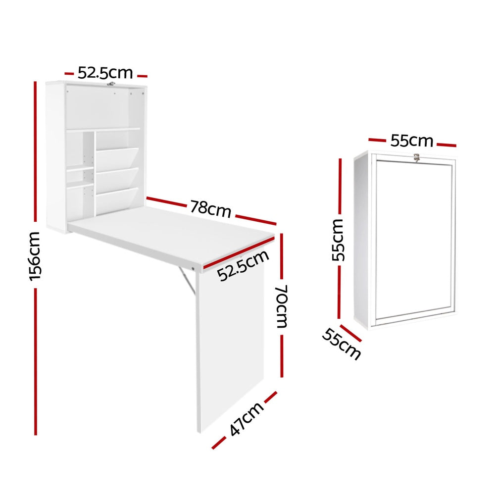 Artiss Computer Desk Bookshelf Wall Mount White-Furniture &gt; Office-PEROZ Accessories