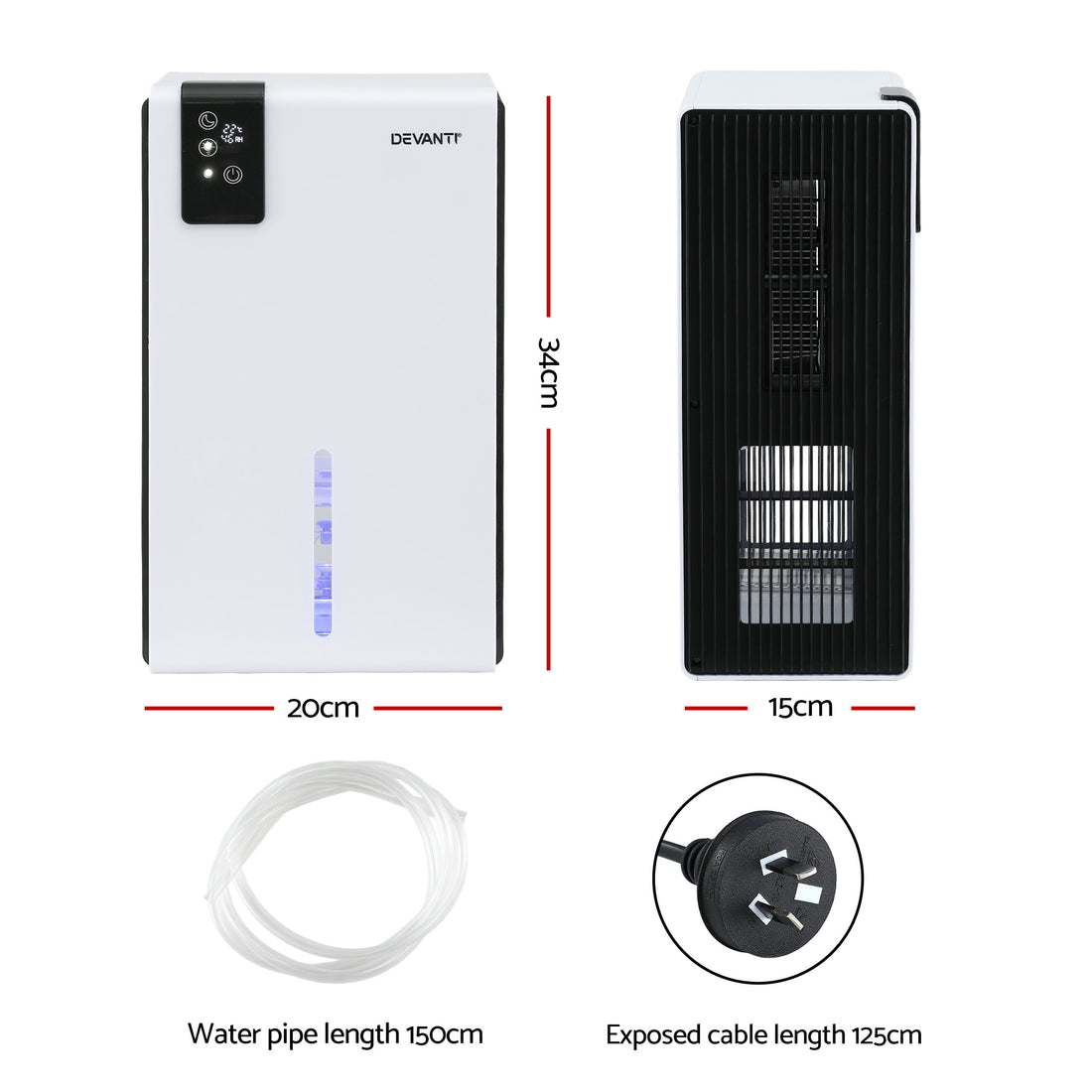 DEVANTI 2000ml Portable Dehumidifier Moisture Absorber Home Bedroom Quiet Remote-Appliances > Aroma Diffusers &amp; Humidifiers > Dehumidifiers-PEROZ Accessories