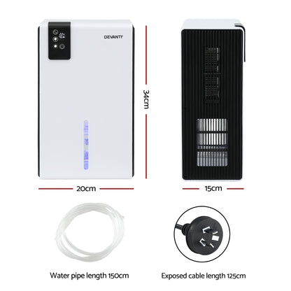 DEVANTI 2000ml Portable Dehumidifier Moisture Absorber Home Bedroom Quiet Remote-Appliances > Aroma Diffusers &amp; Humidifiers > Dehumidifiers-PEROZ Accessories