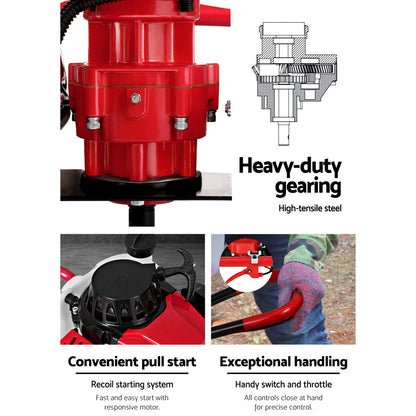 Giantz 80CC Post Hole Digger 300mm Petrol Drill Extension Auger Bits-Tools &gt; Power Tools &gt; Outdoor Power Equipment-PEROZ Accessories