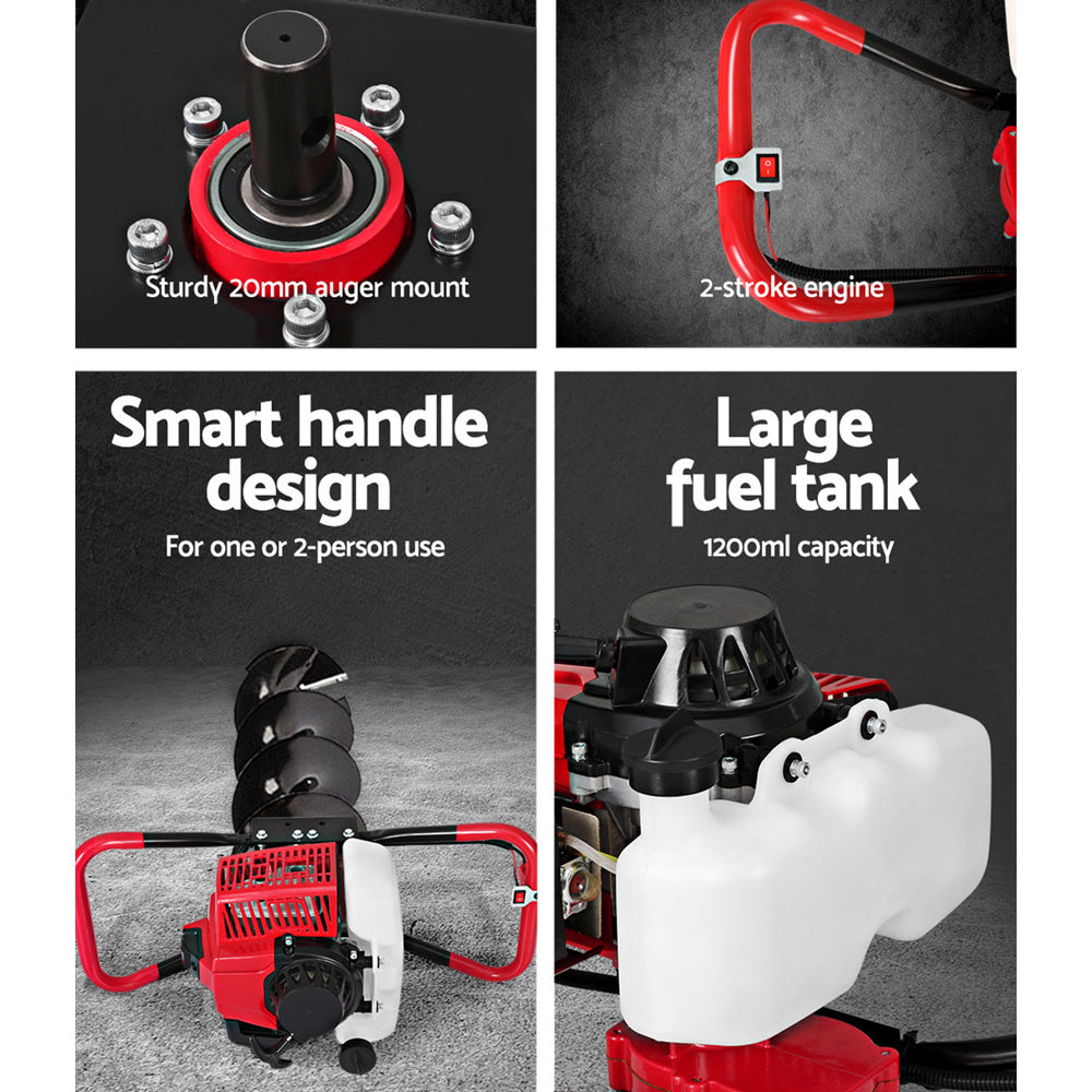 Giantz Post Hole Digger 300mm Petrol Drill Extension Auger Bits-Tools > Power Tools > Outdoor Power Equipment-PEROZ Accessories