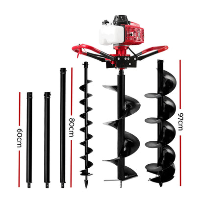 Giantz Post Hole Digger Petrol Motor Drill Extension Auger Bits Kits-Tools > Power Tools > Outdoor Power Equipment-PEROZ Accessories