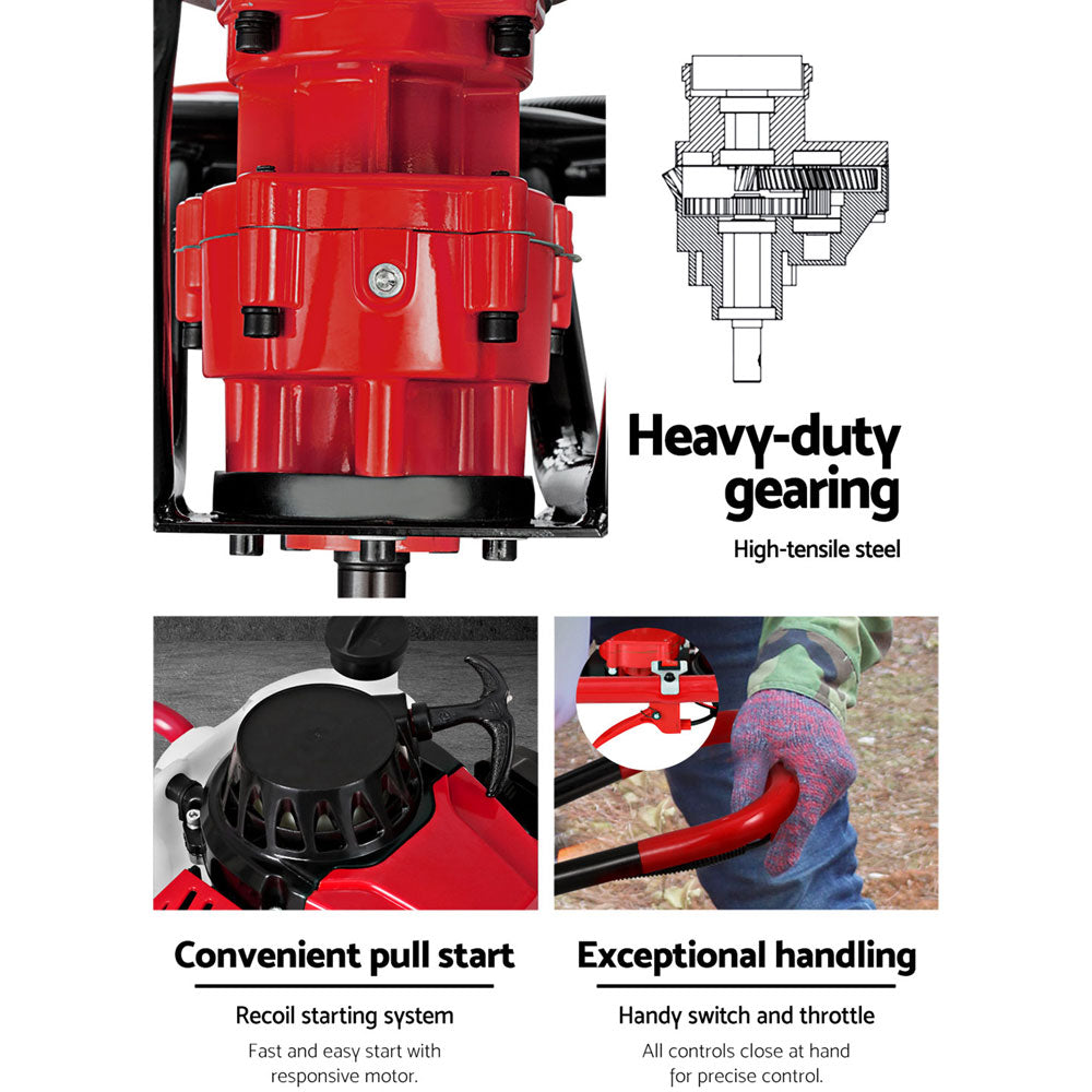Giantz Post Hole Digger Petrol Motor Drill Extension Auger Bits Kits-Tools > Power Tools > Outdoor Power Equipment-PEROZ Accessories