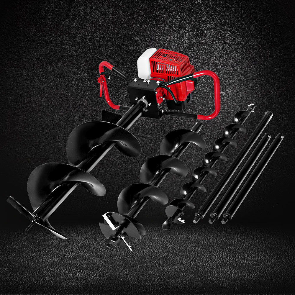 Giantz 80CC Post Hole Digger Petrol Motor Drill Extension Auger Bits Kits-Tools &gt; Power Tools &gt; Outdoor Power Equipment-PEROZ Accessories