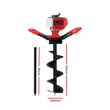 Giantz Post Hole Digger 300mm Petrol Drill Extension Bits Auger-Tools > Industrial Tools-PEROZ Accessories