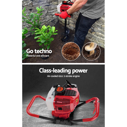 Giantz 66CC Petrol Post Hole Digger Drill Extension Auger Bits-Tools &gt; Other Tools &gt; Drill &amp; Screwdriver Accessories-PEROZ Accessories