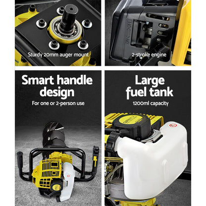 Giantz Post Hole Digger 300mm Petrol Drill Auger Extension Bits-Tools > Industrial Tools-PEROZ Accessories