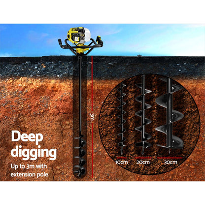 Giantz Post Hole Digger Petrol Drill Auger Extension Bits-Tools > Industrial Tools-PEROZ Accessories