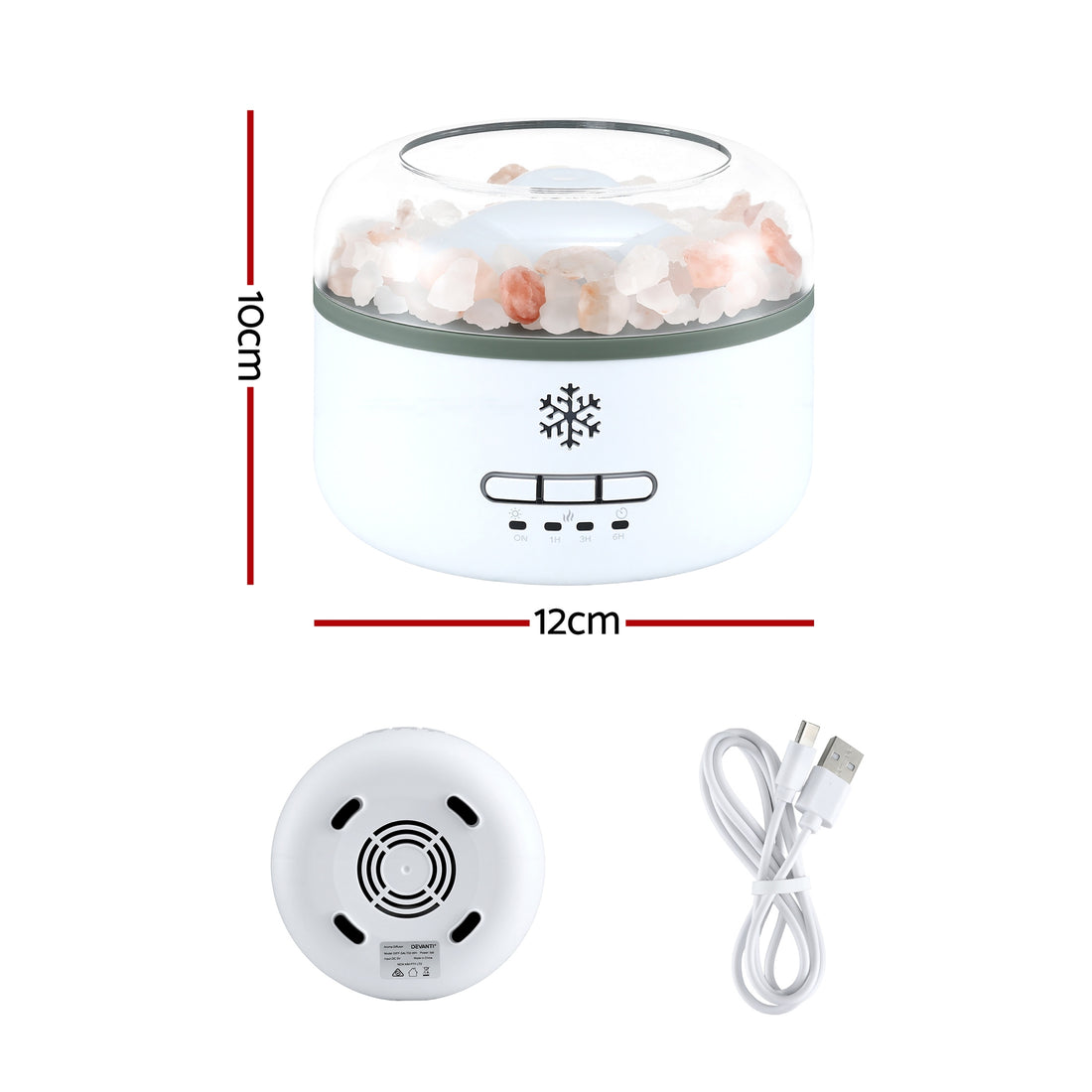 Devanti 150ml Salt Lamp Aroma Diffuser Ultrasonic Humidifier Purifier 7 LED Colors-Appliances > Aroma Diffusers &amp; Humidifiers > Aroma Diffusers-PEROZ Accessories