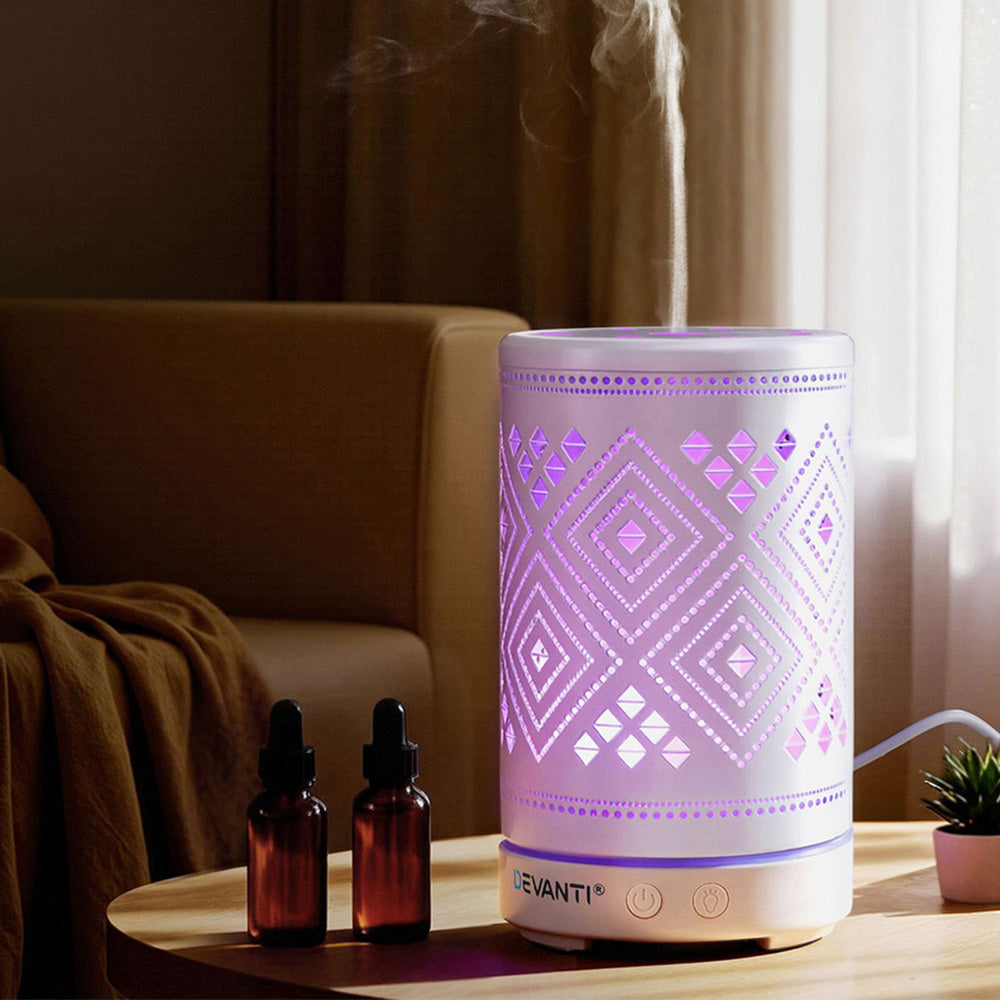 Devanti Ultrasonic Aroma Diffuser Aromatherapy 100ml LED Lights Iron Humidifier Forest-Appliances > Aroma Diffusers &amp; Humidifiers > Aroma Diffusers-PEROZ Accessories