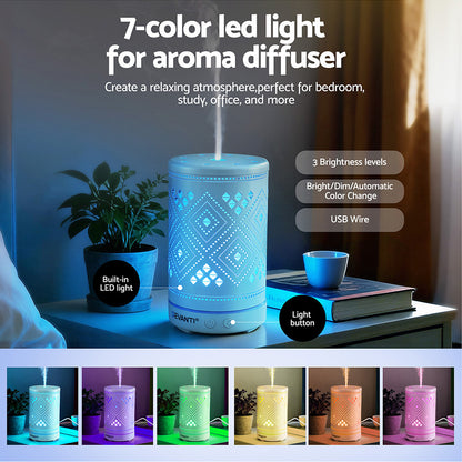 Devanti Ultrasonic Aroma Diffuser Aromatherapy 100ml LED Lights Iron Humidifier Forest-Appliances > Aroma Diffusers &amp; Humidifiers > Aroma Diffusers-PEROZ Accessories