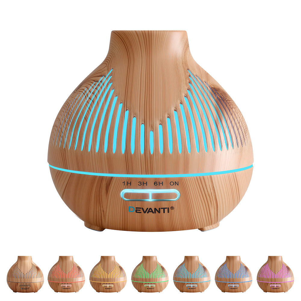 Devanti Ultrasonic Aroma Diffuser Aromatherapy 400ml LED Lights Iron Humidifier Forest Light wood grain-Appliances > Aroma Diffusers &amp; Humidifiers > Aroma Diffusers-PEROZ Accessories