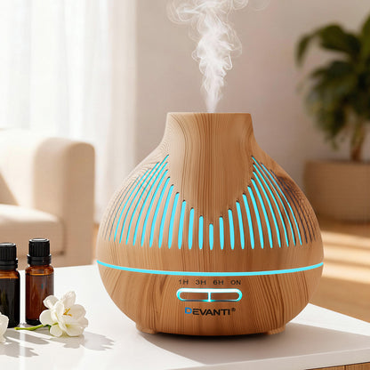 Devanti Ultrasonic Aroma Diffuser Aromatherapy 400ml LED Lights Iron Humidifier Forest Light wood grain-Appliances > Aroma Diffusers &amp; Humidifiers > Aroma Diffusers-PEROZ Accessories