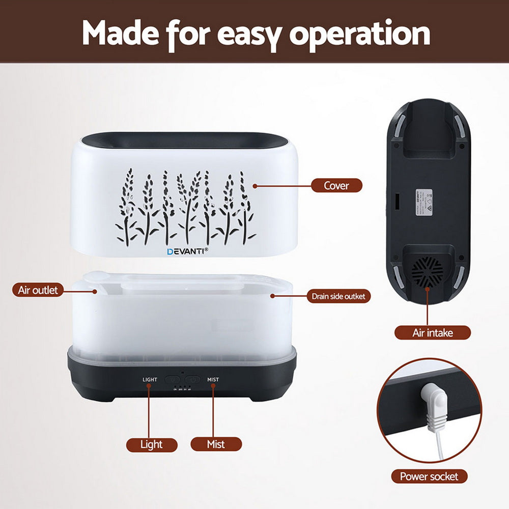 Devanti Aroma Diffuser Aromatherapy Flame 200ml-Appliances > Aroma Diffusers &amp; Humidifiers > Aroma Diffusers-PEROZ Accessories