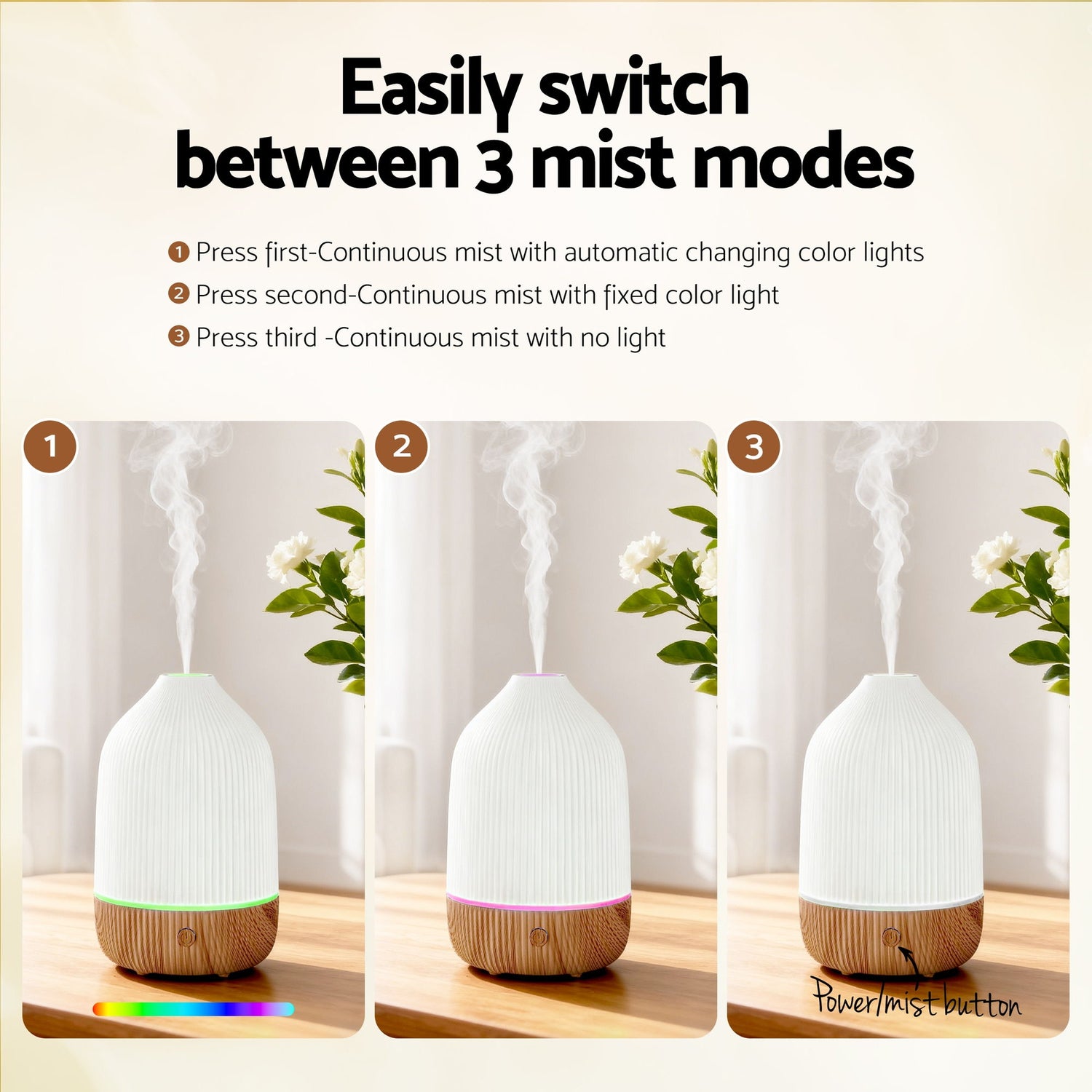 Devanti Ultrasonic Aroma Diffuser Aromatherapy 100ml LED Lights Iron Humidifier Forest-Appliances > Aroma Diffusers &amp; Humidifiers > Aroma Diffusers-PEROZ Accessories