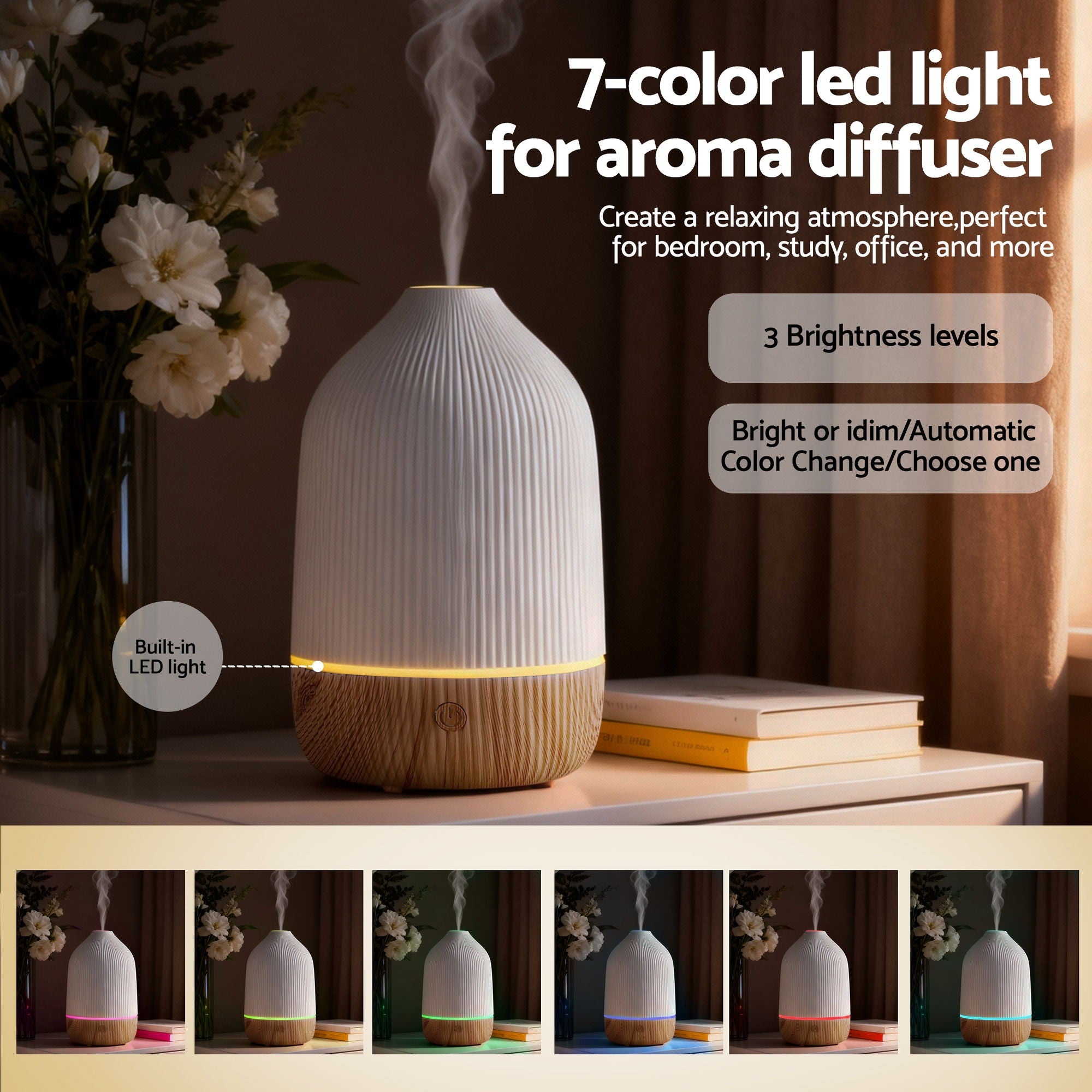 Devanti Ultrasonic Aroma Diffuser Aromatherapy 100ml LED Lights Iron Humidifier Forest-Appliances > Aroma Diffusers &amp; Humidifiers > Aroma Diffusers-PEROZ Accessories