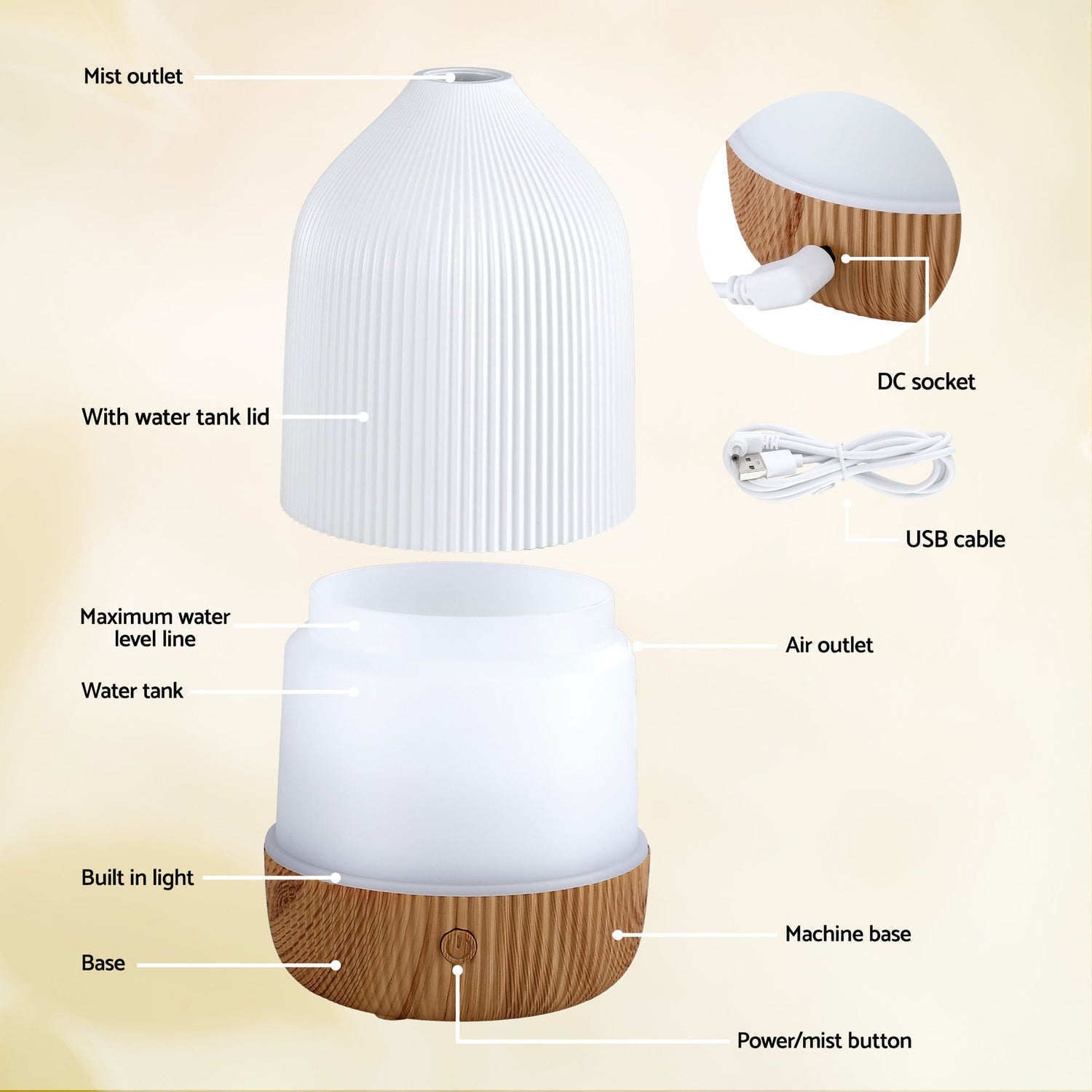 Devanti Ultrasonic Aroma Diffuser Aromatherapy 100ml LED Lights Iron Humidifier Forest-Appliances > Aroma Diffusers &amp; Humidifiers > Aroma Diffusers-PEROZ Accessories