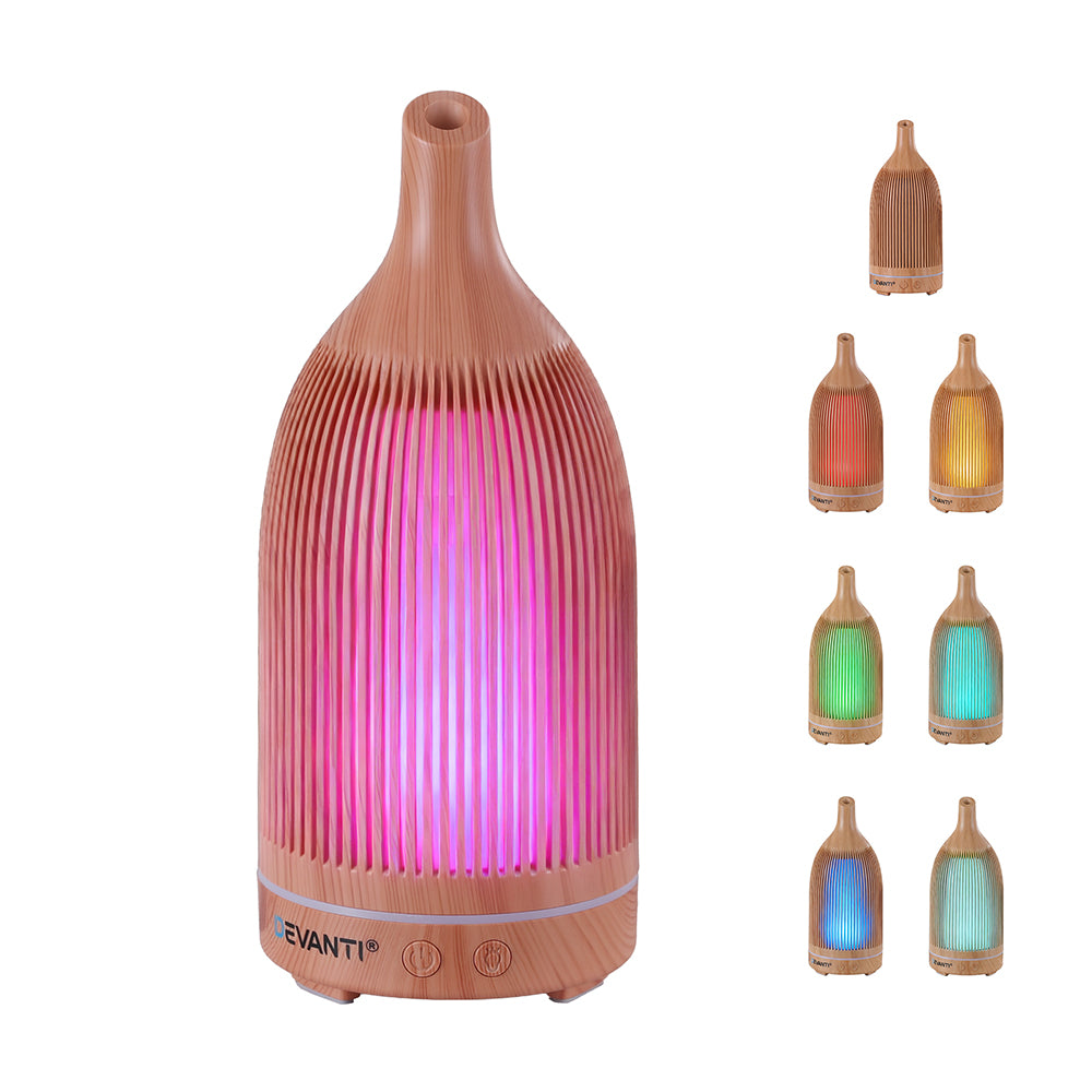 Devanti Ultrasonic Aroma Diffuser Aromatherapy 200ml LED Lights Iron Humidifier Forest Light wood grain-Appliances > Aroma Diffusers &amp; Humidifiers > Aroma Diffusers-PEROZ Accessories