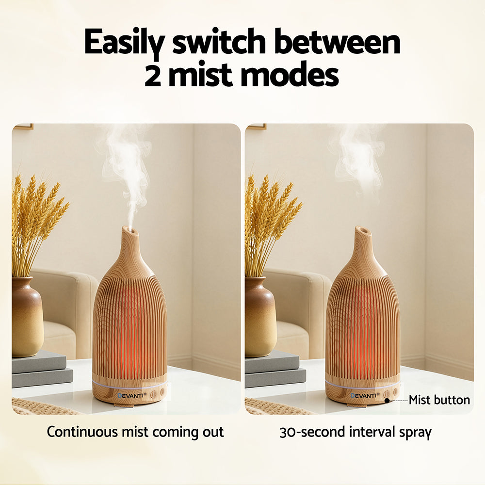 Devanti Ultrasonic Aroma Diffuser Aromatherapy 200ml LED Lights Iron Humidifier Forest Light wood grain-Appliances > Aroma Diffusers &amp; Humidifiers > Aroma Diffusers-PEROZ Accessories