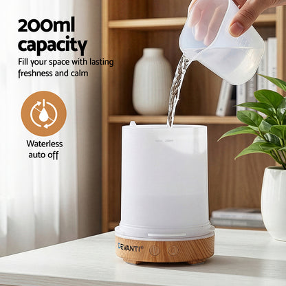 Devanti Ultrasonic Aroma Diffuser Aromatherapy 200ml LED Lights Iron Humidifier Forest Light wood grain-Appliances > Aroma Diffusers &amp; Humidifiers > Aroma Diffusers-PEROZ Accessories