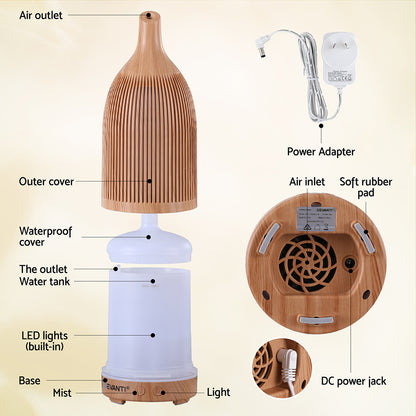 Devanti Ultrasonic Aroma Diffuser Aromatherapy 200ml LED Lights Iron Humidifier Forest Light wood grain-Appliances > Aroma Diffusers &amp; Humidifiers > Aroma Diffusers-PEROZ Accessories