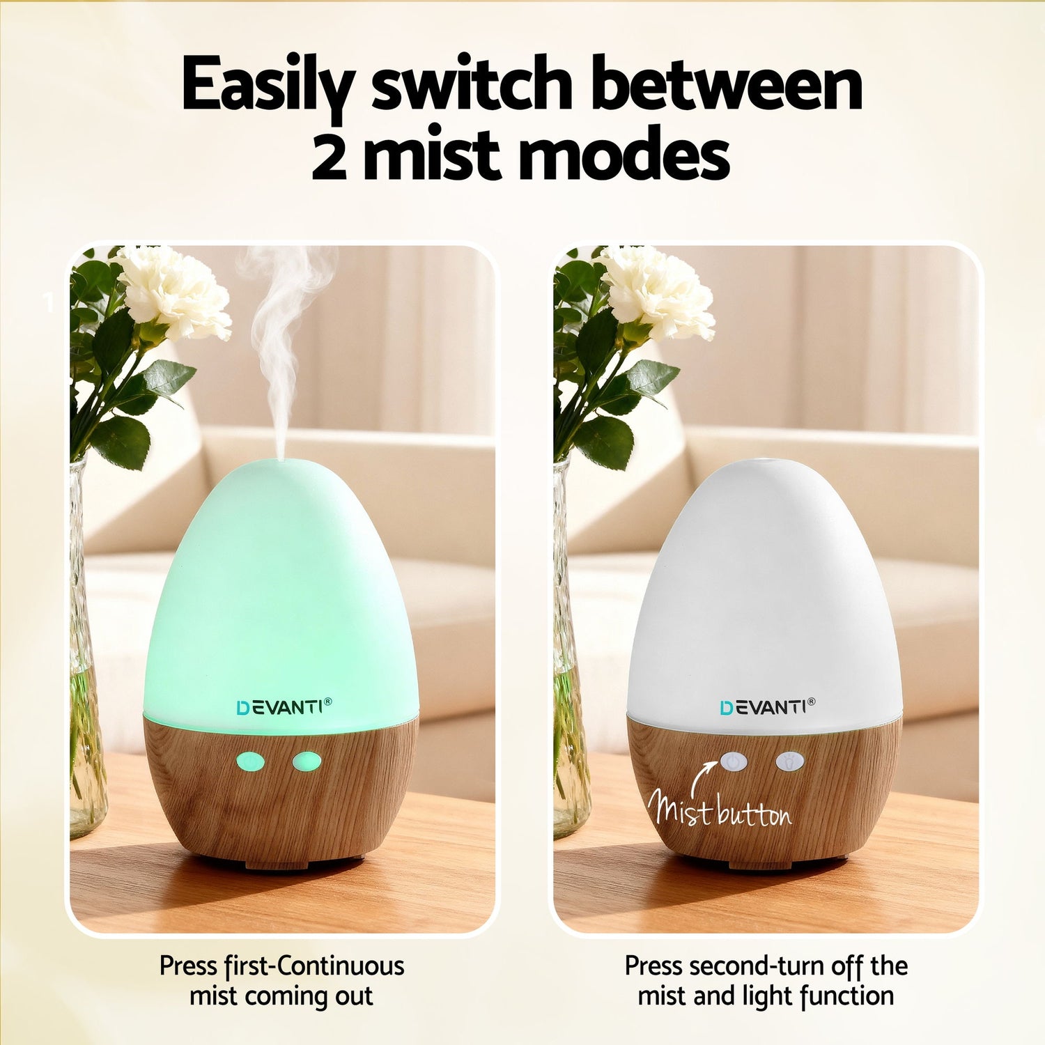 Devanti Ultrasonic Aroma Diffuser Aromatherapy 130ml LED Lights Iron Humidifier Forest-Appliances > Aroma Diffusers &amp; Humidifiers > Aroma Diffusers-PEROZ Accessories