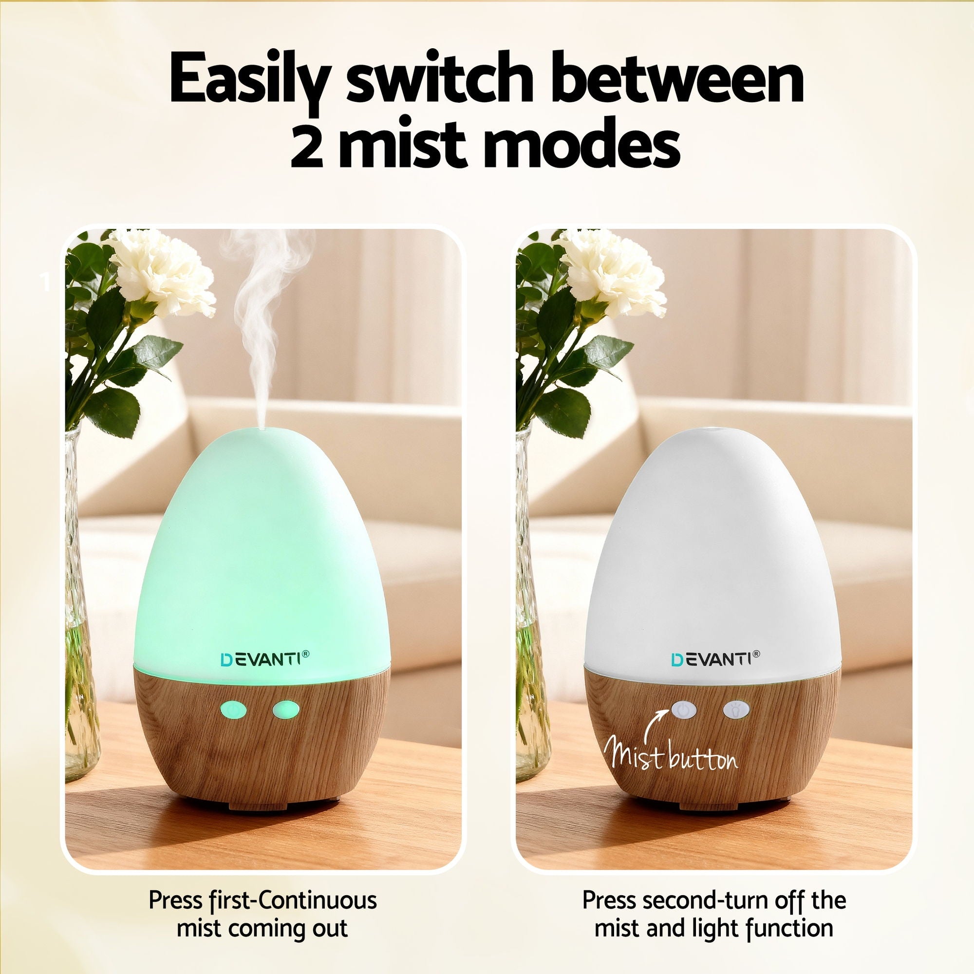 Devanti Ultrasonic Aroma Diffuser Aromatherapy 130ml LED Lights Iron Humidifier Forest-Appliances > Aroma Diffusers &amp; Humidifiers > Aroma Diffusers-PEROZ Accessories