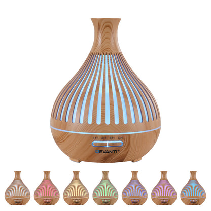 Devanti Ultrasonic Aroma Diffuser Aromatherapy 400ml LED Lights Iron Humidifier Forest Light wood grain-Appliances > Aroma Diffusers &amp; Humidifiers > Aroma Diffusers-PEROZ Accessories