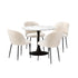 Oikiture 90cm Round Dining Table with 4PCS Chairs Sherpa White-Dining Sets-PEROZ Accessories