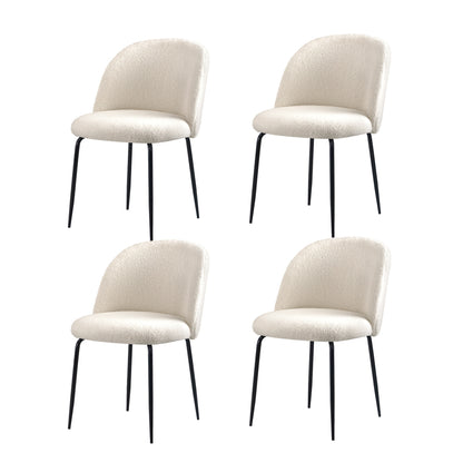 Oikiture 90cm Round Dining Table with 4PCS Chairs Sherpa White-Dining Sets-PEROZ Accessories