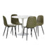 Oikiture 90cm Round Dining Table with 4x Dining Chairs PU Leather Green-Dining Set-PEROZ Accessories