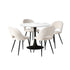 Oikiture 90cm Round Dining Table with 4PCS Chairs White and Black-Dining Sets-PEROZ Accessories
