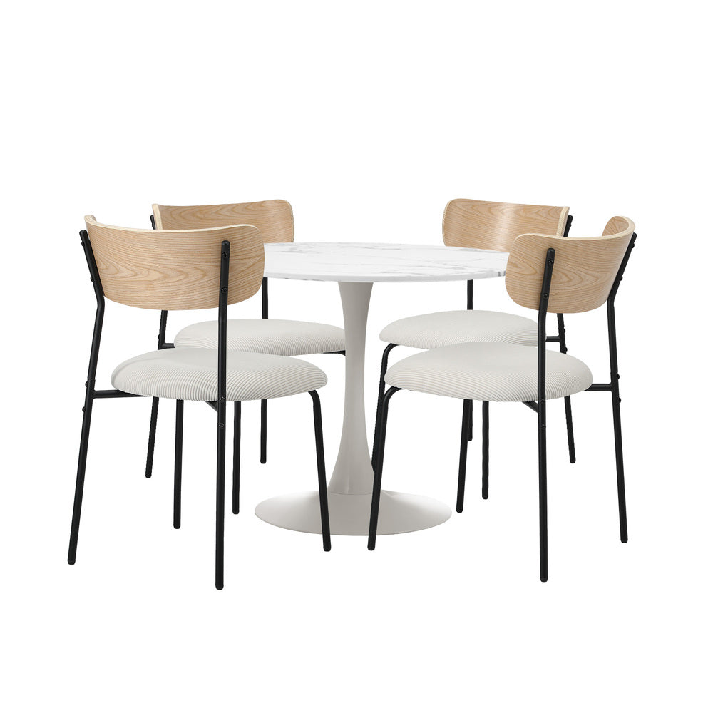 Oikiture 90cm Dining Table and Chairs 4-Seater Kitchen Furniture Set-Dining Set-PEROZ Accessories