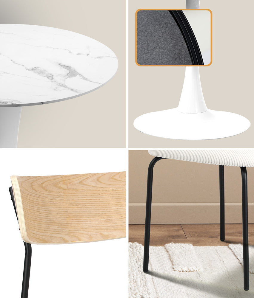 Oikiture 90cm Dining Table and Chairs 4-Seater Kitchen Furniture Set-Dining Set-PEROZ Accessories