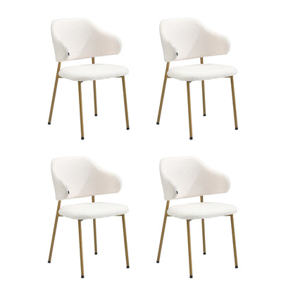 Oikiture 90cm Round Dining Table with 4x Dining Chairs Sherpa Gold &amp; White-Dining Set-PEROZ Accessories