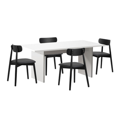 Oikiture 4-Seater Dining Table and Chairs Set Wooden Black-Dining Set-PEROZ Accessories