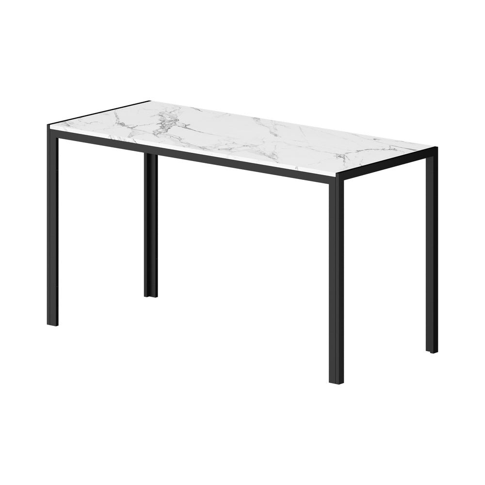 Oikiture 140cm Rectangle Dining Table with 6PCS Dining Chairs Marble White &amp; Black-Dining Set-PEROZ Accessories