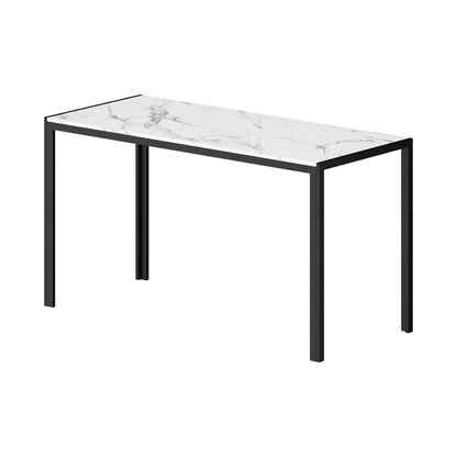 Oikiture 140cm Rectangle Dining Table with 6PCS Dining Chairs Marble White &amp; Black-Dining Set-PEROZ Accessories